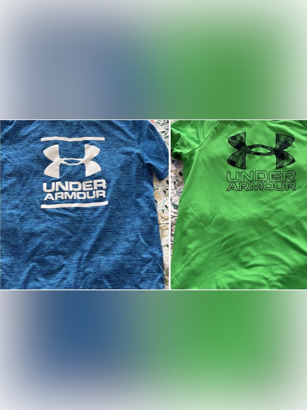 Under Armour Kids Short-Sleeve Tees in Blue & Green with Logo